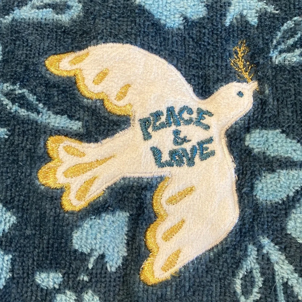 Celebrate Together Peace & Love Dove Embroidered Bath Hand Towel
